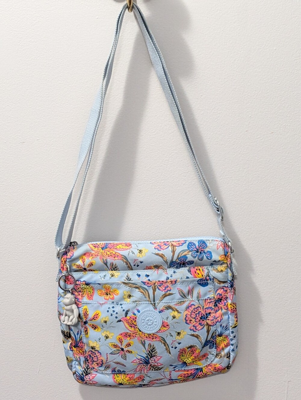 Kipling Floral Crossbody Bag Blue & Pink